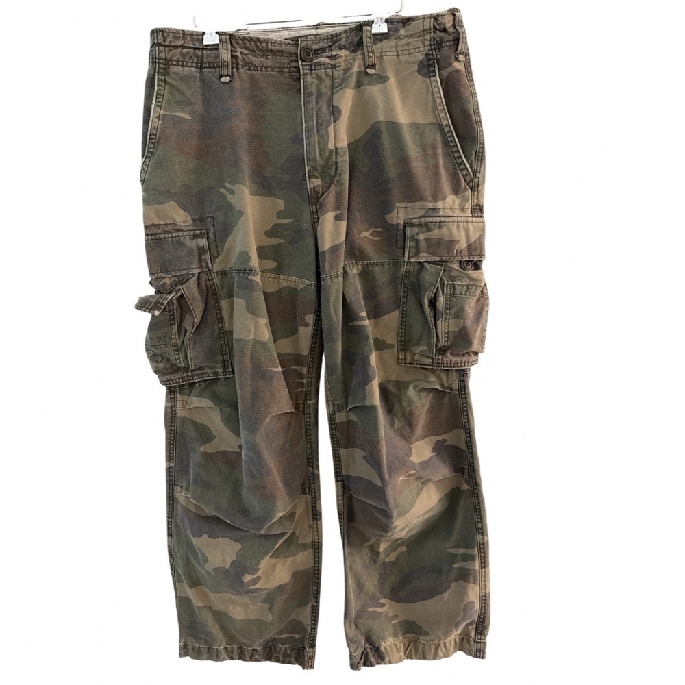 Abercrombie & Fitch Mens Camo Cargo Pants Green Brown Woodland Utility‎ 33Rx29